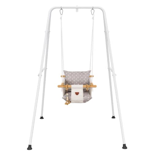 Baby Swing, Toddler Swing, Baby Swing with Stand, Swing Set for Infant, Outdoor Indoor Swing Set with Canvas Cushion Seat