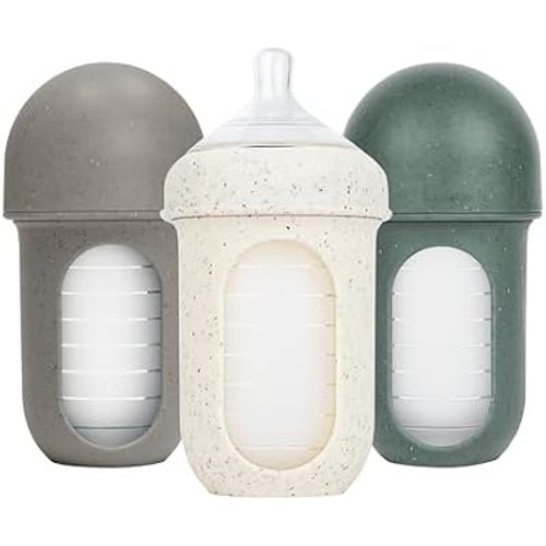 Boon Nursh Silicone Baby Bottles - Speckle Green - 8 Oz - 3 Count