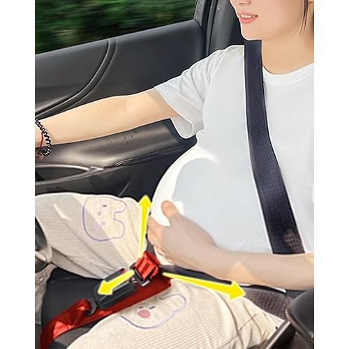 Pregnancy Bump Strap，Seat Adjuster for Mother，Seat Bump Strap for Women Protect Belly&Unborn Baby，Prevent Compression of Abdomen (Red)