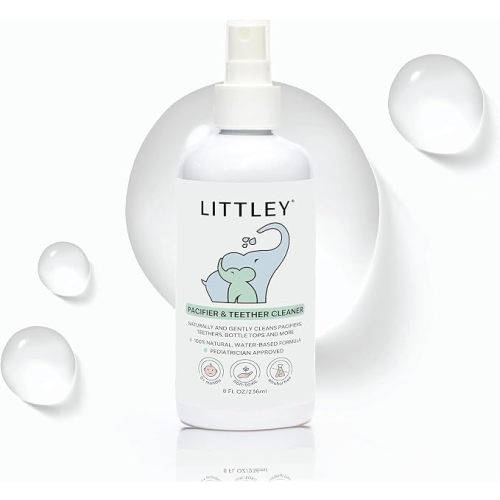 Littley Pacifier & Teether Cleaner | HOCl Spray | 2 oz | Fragrance-free & rinse-free. Fits in any diaper bag — gentle for infants, safe for bottles, teethers & toys
