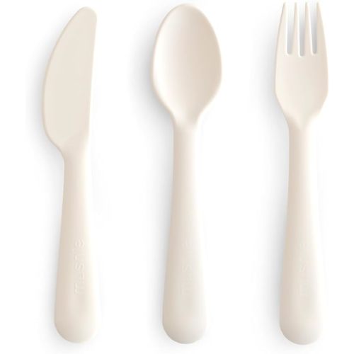 mushie Dinnerware Cutlery Set of 3 For Kids | Made in Denmark (Ivory)