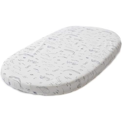 Stokke Sleepi Fitted Sheet by Pehr V3, Life Aquatic - Not Compatible with Bed Mattress Made Before August 2022-100% Cotton