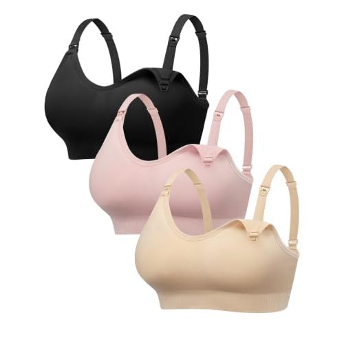 Angelhood Nursing Bras for Breastfeeding & Sleep, Seamless Maternity Bra | No padding, No underwire, No back clasp, Pull-on style, Full coverage, Lightweight, Soft, Form-fitting, Cool