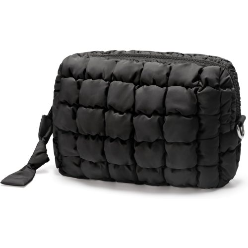 Quilted Makeup Bag Puffy Cosmetic Bag Cute Puffer Travel Toiletry Bag for Women, Large Makeup Pouch for Purse Quilted Cosmetic Pouch for Essentials Toiletries, Christmas for Women, Girls