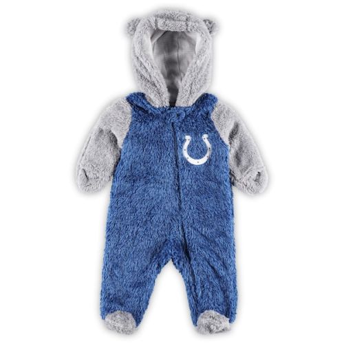 Indianapolis Colts Newborn & Infant Game Nap Teddy Fleece Bunting Full-Zip Sleeper - Royal/Gray