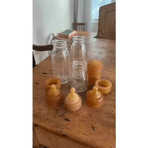Baby Quoddle Glass Bottles and Natural Rubber Tops… | Noihsaf Bazaar $35