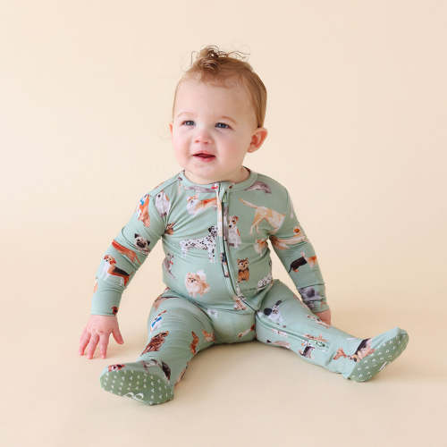 Dog Green One Piece Baby Footie Pajamas | Posh Puppies