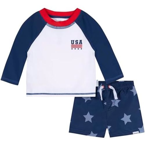 Gerber Baby & Toddler Boys Long Sleeved Rashguard Swim Bathing Suit Set