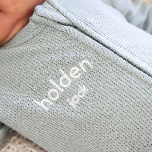 Embroidered Bamboo Waffle Zipper Footie | Mountain Haze