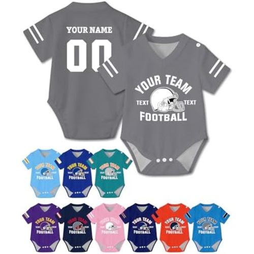Custom Baby Clothes Personalized Sports Baby Jersey Team Name Number Newborn Bodysuit Cotton
