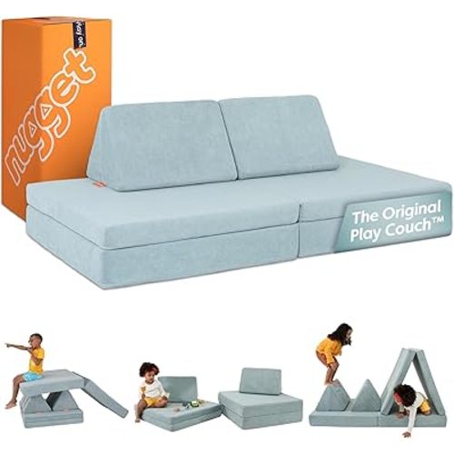 Nugget - The Original Play Couch for Kids - Modular Foam Children's Sofa for Playroom, Imagination, & Creative Open Ended Play - Washable & Convertible Playroom Furniture, Surfside