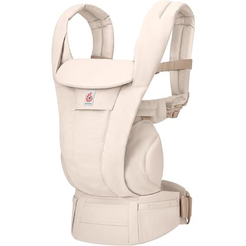 Ergobaby Omni Deluxe Baby Carrier for Newborn to Toddlers 0-48 Months (7-45 lbs) - 4-Position 100% Premium Cotton Baby Carrier with Ergonomic Support, Storage Pockets, and Sun Hood - Natural Beige