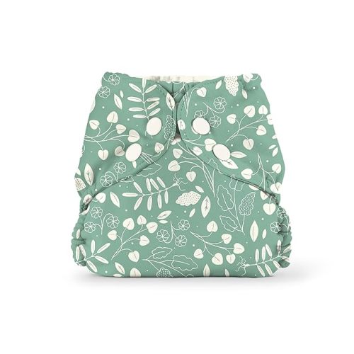Esembly Cloth Diaper Cover - Reusable Swim Diaper, Waterproof, Breathable - Adjustable Outer Layer Over Absorbent Inner for Blowout Protection - Botany, Size 1 (7-17 lbs)