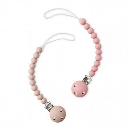 Comfy Cubs Pacifier Clips 2 Pack - 100% Food Grade Silicone Baby Pacifier Clips - Blush and Mauve