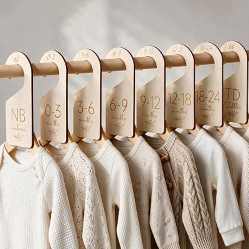 Wooden Double-Sided Baby Closet Dividers for Baby Clothes Organizer, 0-24M