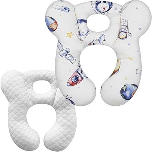 Baby Travel Pillow, Upgrade U-Shape Infant Pillow for Car Seat Pushchair and Stroller, Soft Comfortable Sleep Cushion for Kids Newborn and Toddler -Space White