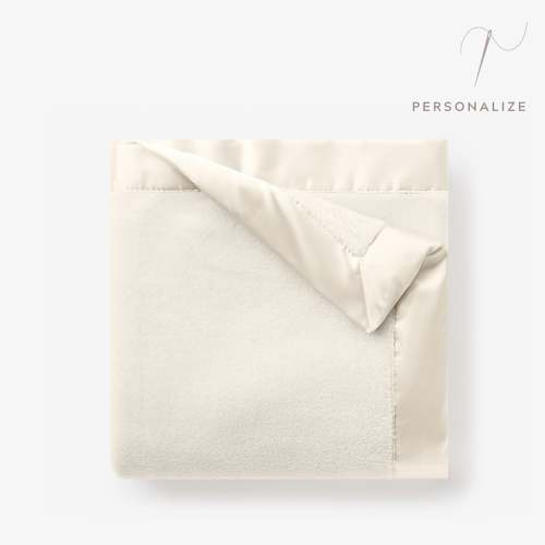 Cream Satin Trim Flannel Fleece Baby Stroller Blanket – Elegant Baby