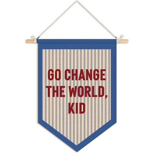 Kids Room Decor,Boys Room Nursery Pennant Flag Banner,Toddler Playroom Bedroom Wall Hanging Banner,Go Change the World Kid Flag for Kids Boy Girl Nursery Room Bedroom Playroom, 15x11 In