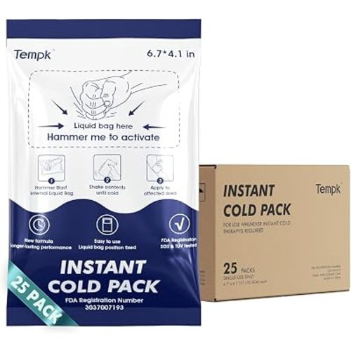 Big 25 Packs(6.7”x4.1“) Instant Cold Packs -Instant Ice Packs for Injuries | Disposable Cold Compress Ice Pack for Pain Relief, Swelling, Inflammation, Sprains, Toothache - Cold Pack for Athletes