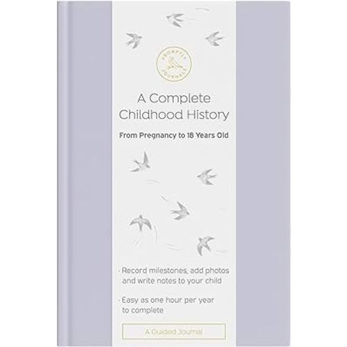 Promptly Journals, A Complete Childhood History: From Pregnancy to 18 Years Old (Lavender Purple, Linen) | Baby Book and Pregnancy Journal | Baby Memory Book