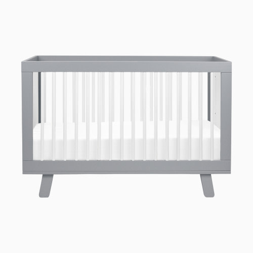 babyletto Hudson 3-in-1 Convertible Crib with Toddler Bed Conversion Kit - Grey/White