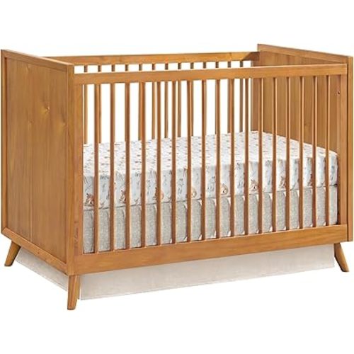 Oxford Baby Dawson Modern 3-in-1 Convertible Island Baby Crib, Honey Brown, Green Guard Gold Certified