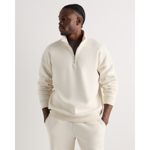 Everyday Fleece Quarter-Zip Sweatshirt in Linen White