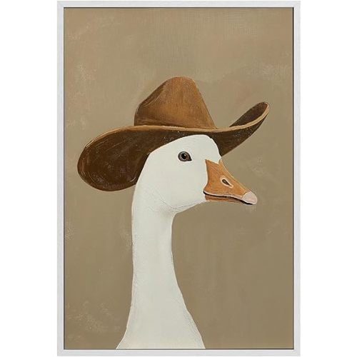 Vintage Cowboy Silly Goose Wall Art Brown Western Nursery Wall Art Funny Cowboy Animals Poster Print Artwork for Living Room Bedroom Farmhouse Home Decoration Unframed12x16inch