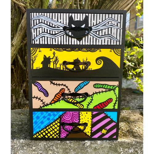 Nightmare before Christmas inspired SMALL wooden chest with drawers version 2