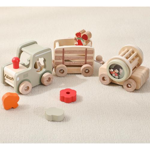 Personalized Wooden Train Set with Shape Sorter Montessori Toddler Toy for 1 Year Old Boy Girl Custom Name Kids Gift Birthday Present Toy