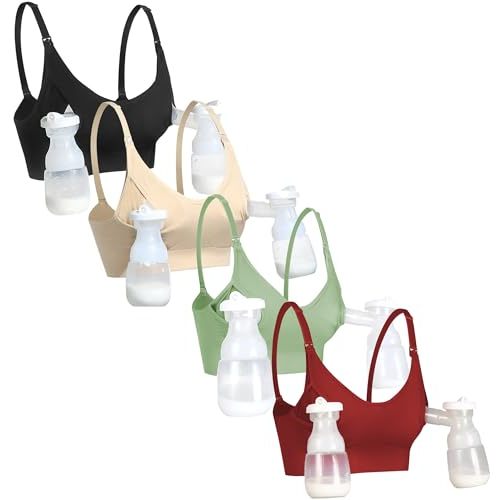 GXXGE Nursing Bra Support Pumping Bra Hands Free All in One Maternity Bra Comfortable Breast No Pad Pumps Bra