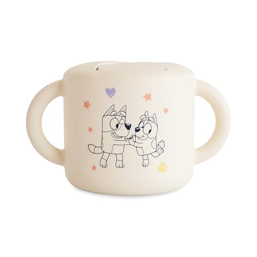 mushie x Bluey Silicone Snack Cup | Spill Proof Food Container for Toddler and Baby (Bluey Ivory)