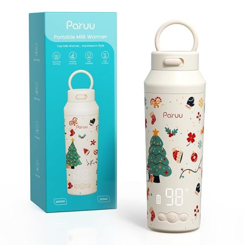 Paruu Portable Bottle Warmer for Travel, Easy-Clean Wide Mouth, Portable Milk Warmer with Fast Heating for Night Feeding, 7-Temp Control, Large 12oz Capacity, Ideal Gifts for New Parents, Blue