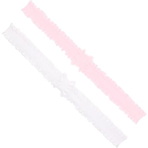 Wee Ones Baby Girls' Two Stretch Ruffle Edge Satin Add-A-Bow Baby Head Bands