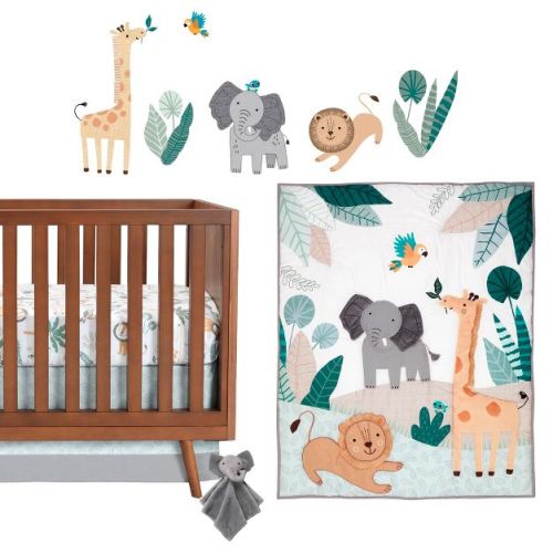 Lambs & Ivy Jungle Friends 5-Piece Safari Animals Nursery Baby Crib Bedding Set