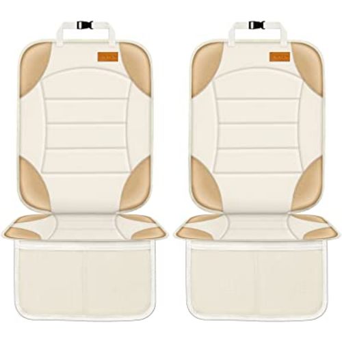 Siivton Car Seat Protector for Child Car Seat, Car Seat Cushion for Leather and Fabric Seats, 2 Mesh Pockets, Non-Slip Bottom, Waterproof Protectors for Vehicles Baby Pets (2 Pack)