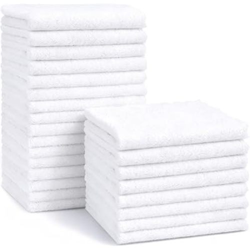 HOMEXCEL Baby Washcloths 20 Pack-Microfiber Coral Fleece Baby Bath Face Towel 11 x 11 Inch Extra Absorbent Soft Burp Cloth and Wash Cloths for Newborn-Infants and Toddlers,White