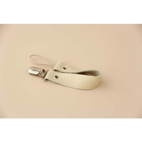 Leather Pacifier Holder - Ivory