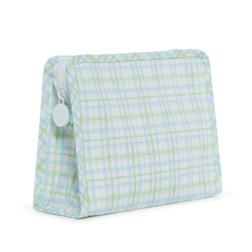 Roadie Medium Zip Pouch Classic Plaid Green by TRVL Design