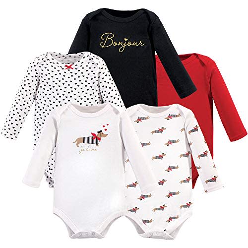 Hudson Baby baby-girls Cotton Long-sleeve Bodysuits 5-pack