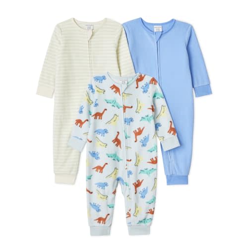 Amazon Essentials Unisex Babies' Fleece Sleeper, Footless Sleep and Play, Pack of 3