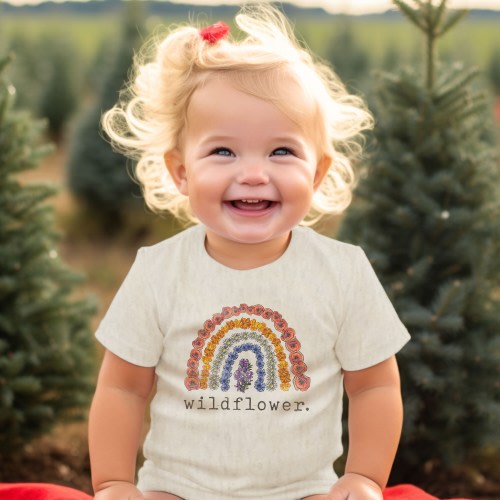 Wildflower Baby Bodysuit: Spring Rainbow Hiking Adventure for Stylish Little Ones, Flower Rainbow Body Suit for Girls Baby Spring Fashion