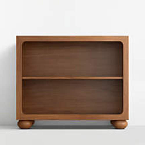 Emery Walnut Wood 2-Shelf Kids Bookcase