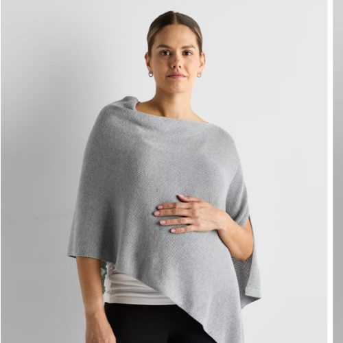 Lightweight Cotton Cashmere Nursing Shawl in Heather Gray