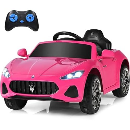 Costzon Ride on Car, Pink Licensed Maserati Gbili 12V Battery Powered Electric Car with Parent Remote Control & Manual Modes, Horn, Lights, MP3, Kids Car Toy Maserati Car for Boys Girls Toddlers Gift