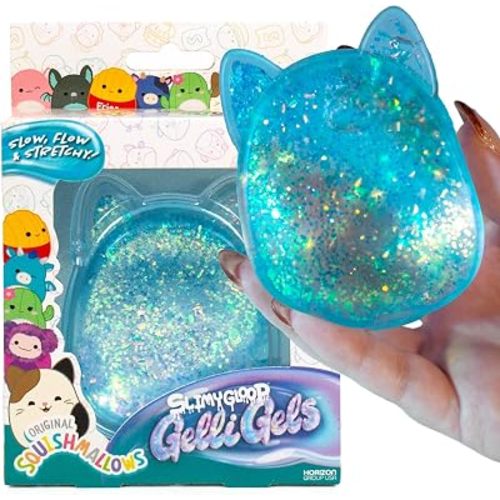 Original Squishmallows™ SLIMYGLOOP Blue Gelli Gels™, Slow Rising Sensory Squeeze Toy with Glitter, Gel Filled Fidget Toys