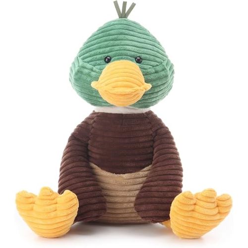 Apricot Lamb Corduroy Mallard Duck Stuffed Animals for Kids, Soft Cute Plush Toys for Baby Girl and Boy, 12 Inches