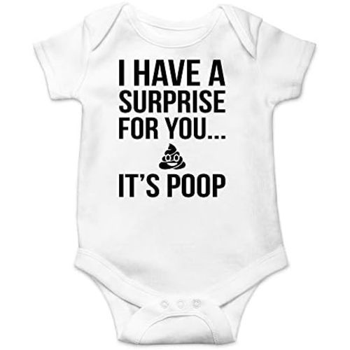 CBTwear I Have a Surprise for You It's Poop - Baby Clothes - Funny Newborn Bodysuit Outfits for Boys and Girls