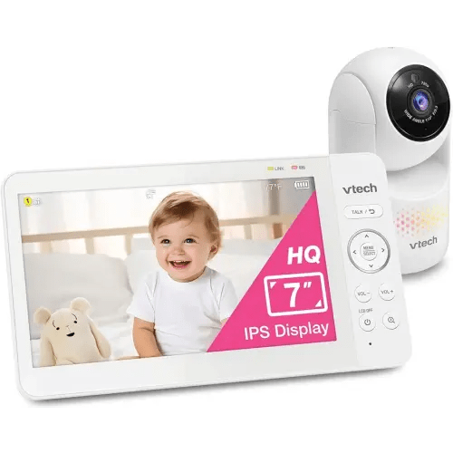 VTech 7" Baby Monitor with IPS Screen, Pan Tilt Zoom Camera, No WiFi Video Baby Monitor with Camera and Audio, Multi-Color Night Light, 2-Way Talk, Lullabies, Advanced HQ Max