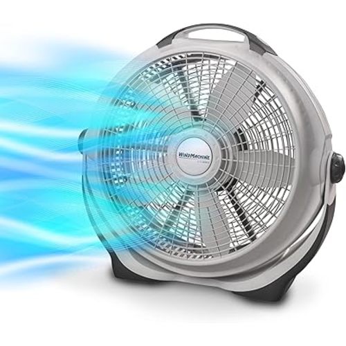 Lasko Wind Machine Air Circulator Floor Fan, 3 Speeds, Pivoting Head for Large Spaces, 20", 3300, White